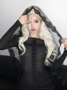 1pc Vampire Bride Dark Gothic Style Black Lace Mesh Headdress, Party Role Playing Props Accessories Headdress, Suitable For Festivals, Parties, Photoshooting Props