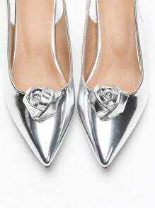 2pcs French Rose Bud Style Detachable Faux Leather Shoe Clips, Decorate High Heels, Sandals For Wedding, Graduation