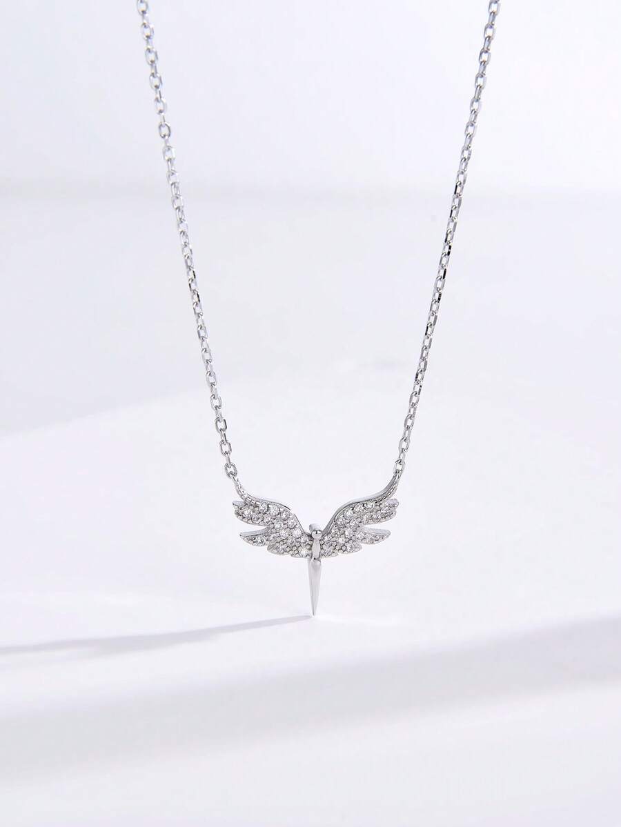 1pc Fashionable Angel Pendant Necklace For Women - Silver - View 1