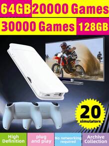 1 Set Of Home Game Console Can Be Connected To TV/Projector/Computer Screen Plug And Play Built-In 30000 Nostalgic Retro Games 20 Simulators Like PSP/FC/GBA Games Can Be Archived HD Projection Card-Type Game Stick Arcade Joystick Game Box Can Be Connected To Double Wireless Handle Handheld Game Console Party Multi-Person Interactive Plug-In Video Game Husband And Boyfriend Holiday Birthday Gift