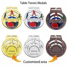 1pc Customized Sports Medal, 8 Sport Patterns To Choose From Including Basketball, Football, Table Tennis, Badminton, Volleyball, Swimming, Martial Arts, Running, Personalize The Back With Competition Details, Suitable For Sports Meets, Club Events, Competitions, And Gifts For Athletic Friends