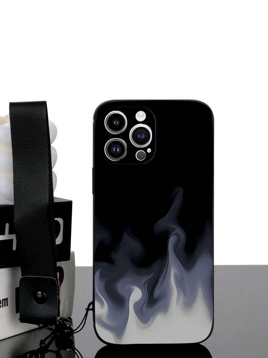 1 pièce Coque de protection en TPU noire avec motif à flamme couleur froide et 1 pièce Cordon tour de cou avec fermoir grenade noir, compatible avec les smartphones iPhone/Android, y compris iPhone 16 Pro Max, Galaxy A14, A54, A52, A31 4G, A23, Redmi Note 8 Pro, Note 11 Pro 4G, Note 12 4G, OPPO A54 - Multicolore - Voir 1