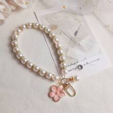 1 Set Fashion Pearl Extension Chain, Sakura & Camellia Flower Phone Lanyard, Water Cup Lanyard, Handbag Strap Chain