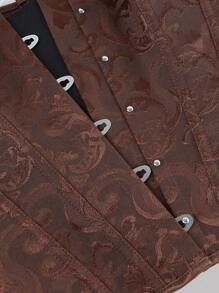 1 szt. Gorset damski w stylu pałacowym, klasyczny jednolity kolor żakardowy gorset z sznurowanym pasem, wzmacniający kształtowanie, można nosić jako odzież wierzchnią na wesele i imprezę