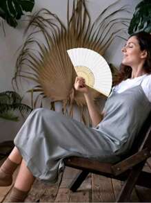 1pc/8pcs/ Folding Paper Fan Portable Decorative Wedding Hand Fan, Suitable For Weddings, Parties, Gifts And Other Fashion Items Summer Cooling,Beach,Travel