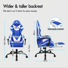 ALFORDSON Gaming Massage Chair, Massage Racing Chair With LED, Ergonomic Desk Chair With 150° Tilt, Retractable Footrest, PU Leather, Height Adjustable, 180 Kg Load Capacity