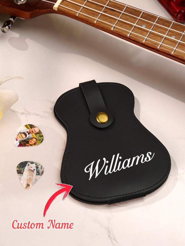 1pc Custom Guitar Pick Holder, Custom Guitar Pick Bag, Personalized Guitar Pick Leather Case, Leather Pick Bag With Pockets, Guitar Pick Sleeve Case, Guitar Accessories, Pick Holder Bag, Guitar Player Gift, Unique Gifts For Guitarist, Musician, Ideal For Valentine's Day, Mother's Day, Father's Day, Birthdays, Or Anniversaries, Couples Gift, Best Gift For Couples, Family, Friends, Gift For Him, Gift For Her