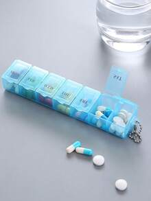 7-Day Portable Pill Box, Large Capacity Mini 7-Compartment English Weekly Medication Organizer - Multicolor - View 6