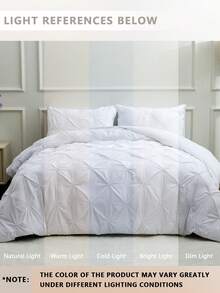 3pcs Flower Pattern Solid Color Comfortable Bedding Set, 3-Piece Luxury Microfiber Bedding Set With 2 Pillow Shams - Soft & Cozy - White - View 8