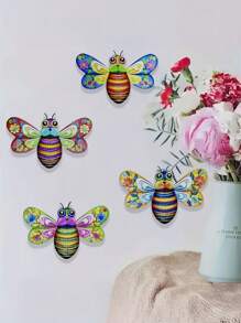 Metal Bee Wall Art Outdoor Decor -1 Pc/4 Pcs Packed With 7.7 "Metal Wall Decor, Bee Outdoor Garden Hanging Decor, Activity-Filled Handmade Wall Art For Patio Garden Patio Decor