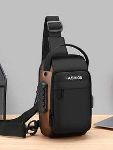 1 件装新款多功能男士胸包、运动/骑行单肩斜挎包带锁
