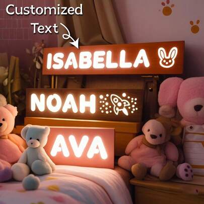 1pc Customized Name LED Light, Personalized Gift With Cute Small Pattern, Unique Gift For Men & Women, Suitable For Bedroom, Living Room Decor, Children's Day, Birthday, Anniversary, Valentine's Day, Back To School, Easter, Party Favor, Personalized Present