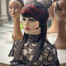 Black With Red Mullet Wig For Women Human Hair Straight Pixie Cut Wig For Long Tail Mullet Human Hair Wigs 10A Brazilian Virgin Remy Human Hair Mullet Wigs None Lace Front Wig Wolf Cut Wig Glueless Wigs For Party, Daily Use Put On And Go Wig - Highlight & Piano - View 6