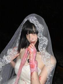 1pc Vampire Bride Dark Gothic Style Black Lace Mesh Headdress, Party Role Playing Props Accessories Headdress, Suitable For Festivals, Parties, Photoshooting Props