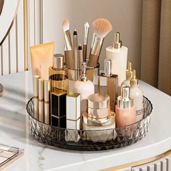 1pc 360 Degree Rotatable Makeup Organizer, Multifunctional Desktop Storage Box, Large Capacity Bathroom Vanity Tray, Kitchen Spice Rack, Entrance Hall Fragrance Storage Tray ,Jewellery Box,Pouch,Makeup Brush Holder,Brush Holder,Perfume Organiser,Pouch Bag,Gifts For Women,Christmas Gifts,Gift Ideas For Women
