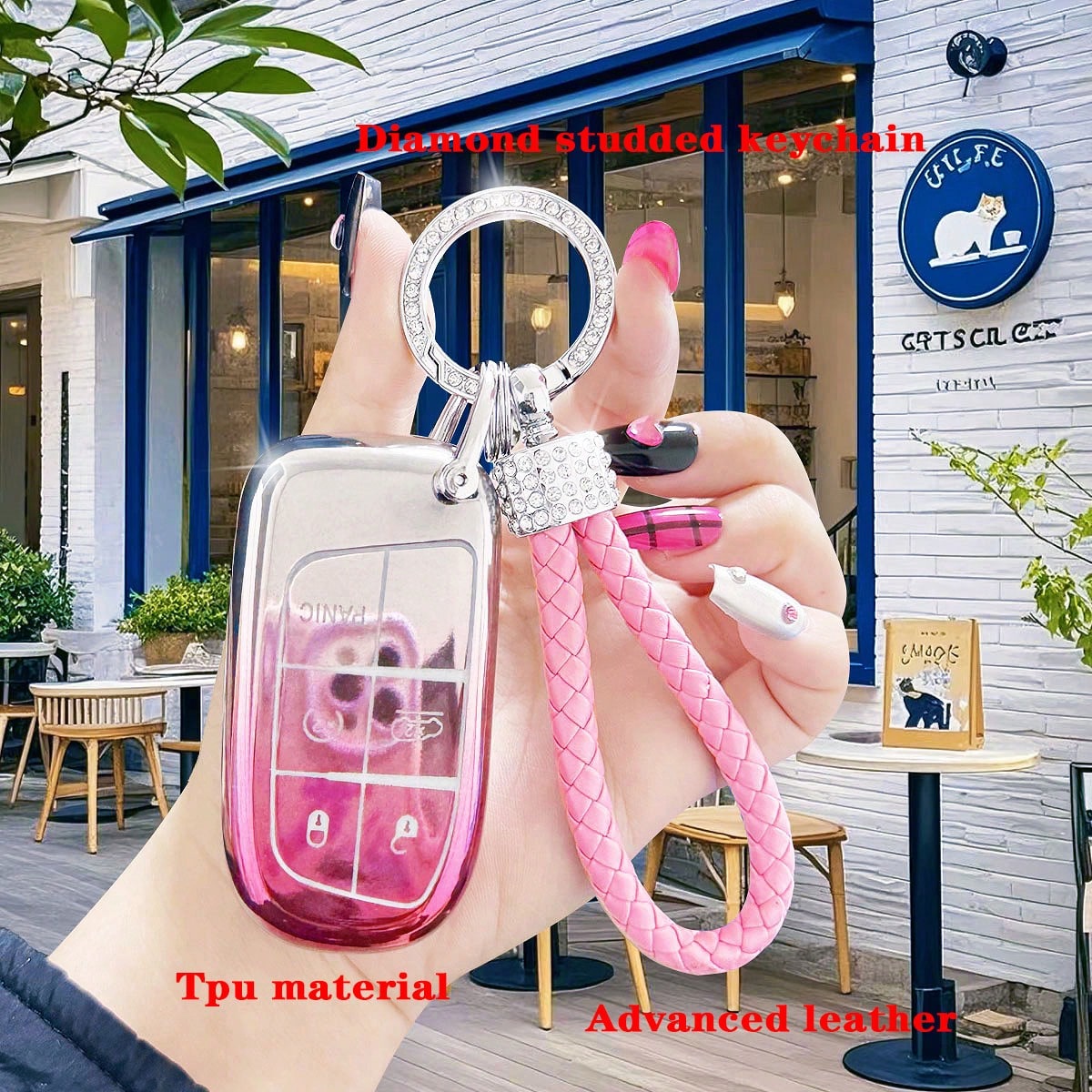 Bling Crystal Gradients Car Key Chain For Men & Women, Gift For Fiat ...