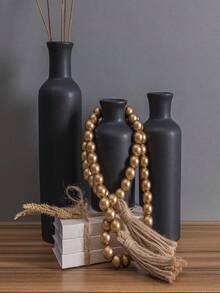 1pc Bohemian Style Black.White.Brown Wooden Bead Hanging Ornament With Tassel - Rustic Farmhouse Style Beaded Hanging Ornament, Suitable For Wall Decoration, Handicraft Material, Home Decoration Accessories Best Gifts Birthday Graduation - Multicolor - View 10