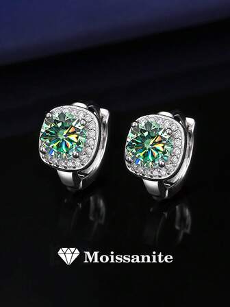 2 piezas Pendientes de aro de plata de ley 925 con moissanita de 5.0 mm x 2, adecuados para uso diario de mujeres, fiestas, vacaciones, Día de San Valentín, Día de la Madre, cumpleaños, aniversario de boda, Navidad, regalo de Año Nuevo