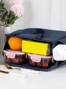 1pc, Waterproof Thermal Lunch Box Bag For Students And Office Workers - Perfect Travel Accessory And Kitchen Gadget For Healthy Meals On The Go - Navy Blue - View 3