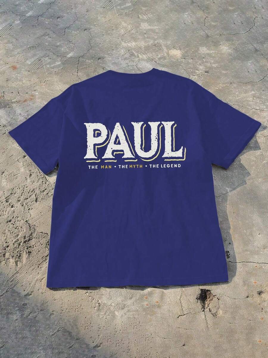 Paul Legend Pure Cotton Men's T-Shirt Comfort Fit - 藍色 - 查看 1