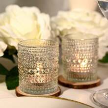 [12pcs/Set] Wish Glass Candle Holders, 2"X1.5"X2.5" Transparent Dotted Textured Lead-Free Thick Glass Small Night Light Candle Cups, Holiday Decorations (Valentine's Day/Christmas/Birthday/Wedding/Home Decor) Ins Style Ritual Sense Candle Holders, Party Table Decor