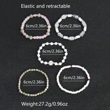 Conjunto de 5 pulseiras estilo boho, contas de vidro geométricas e miçangas, joias empilháveis multicamadas, acessório de moda para festa