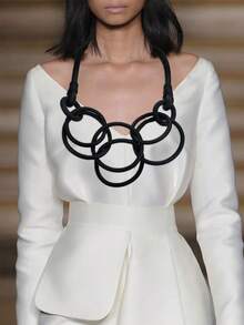 MARLIWOO 1pc Vintage Gothic Hollow Geometric Pendant Necklace, Punk Style Design For Women - Multicolor - View 7