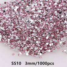 1000 颗 3 毫米粉色树脂平底水钻 - 适用于 DIY 工艺品、服装、鞋子、手机壳和手工礼品