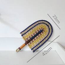 Handcrafted Seagrass Wall Fan With African Motifs - Artistic Home Decor Accent - Multicolor - View 4