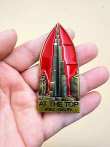 Metal Dubai Magnetic Refrigerator Sticker, Creative Souvenir With Ship, Skyscraper, UAE Design, Burj Khalifa - Multicolor - View 9