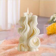 1 Stück Silikonform für duftende Kerzen im Wellendesign - asymmetrisches Wassermuster, geeignet für Harz- und Gipshandwerk, dekorative Säulenkerzenherstellung, herbstliche Geschenkideen