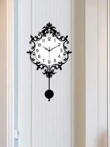 1 Pc, Creative Retro Exquisite Wall Clock, Decorative Wall Clock, Silent Clock Mechanism. It Is Suitable For Living Room Wall Clock, Bedroom, Kitchen And Office Decoration, Scene Decoration, And Gifts For Couples And Friends. Room Decor Clock Wall Bedroom Decor Dormitory Decor Back To School Home Decor - 42*24cm/16.5*9.2inch - View 10