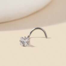1/5pcs 316L Stainless Steel Zirconia Embedded Heart, Star, Geometric, Circle, Square Nose Studs, Versatile Body Piercing Jewelry, Disposable Tools, Perfect Gifts For Women