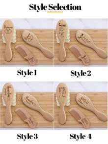 1pc Personalized Baby Brush And Comb Set,Custom Name Baby Hairbrush,Wooden Engraved Infant Hair Brush,Baby Hair Brush Infant Head Massager,For Newborn Hair Brush Baby Shower Personalized Gifts Baby Brush Set | Personalized Wooden Brush | Newborn Girl Essentials Personalized Wooden Baby Hair Brush And Comb Set 3 Pieces- Natural Goat Hair Brush For Newborn, Gentle For Infant Scalp, Personalized Newborn Brush And Comb Setwinter Eve Gifts Back To School Winter Gift Ideas Boy Girl Valentine's Day Multi-Functional,Ornamental Exquisite,Stylish,Baby Fashion,Tidy,Colorful,Modern,Cute Kawaii Adorable Custom,Unique Treasurefinds,Baby Gifts,Cutebaby,Toddler Fashion Ideal Gifts For Him Family,Friends,Daughter,Son,Her For Children's Day,Multi-Functional,Ornamental,Letter,Stylish,Modern,Colorful,Cute,Adorable,Casual,Custom,Personalised,Unique,Customized,Ideal Gifts For Him,Ideal Gifts For Her,Customized Kids Growth Souvenirs,Warm Ambience - Style 2 - View 5