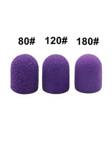 Easy Nail 10个指甲打磨帽，带10毫米钻头，适用于足部锉刀、去茧器、美甲修脚抛光，#80 #120 #180 粉色紫色