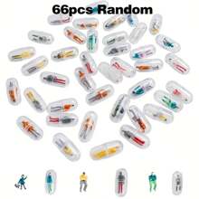 26pcs/46pcs/ 66pcs Random Transparent Capsule 3D Unique Cute And Interesting Character Statue Set Mini Character Statue Miniature Scene Character Model Perfect Prop For Micro Landscape, Unique Thanksgiving Christmas Gift