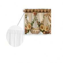 1pc, Retro elegante, Padrão floral, Cortinas curtas de estilo europeu, Impressão digital 3D, Comum para cozinha, sala de estar e sala de jantar