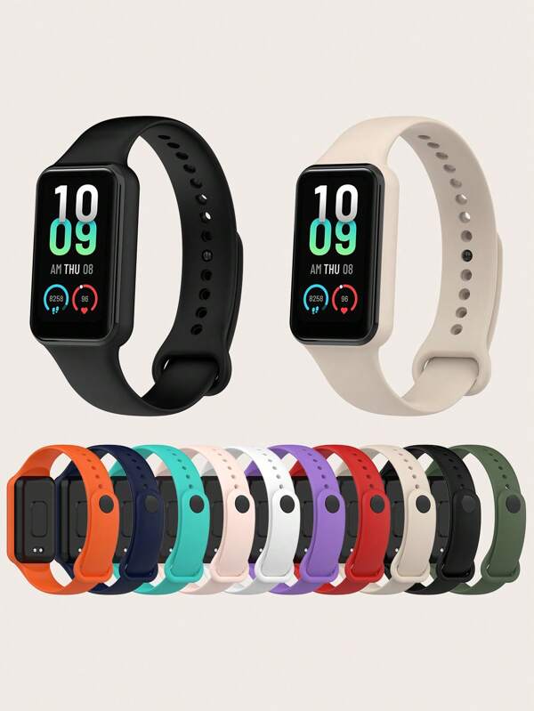 1 pieza Brazalete de reloj inteligente de silicona de unicolor y estilo casual a presión, adecuado para Amazfit Band 7, apto para uso diario