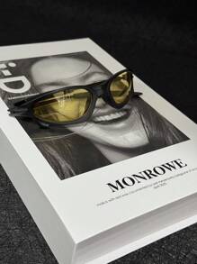 Unisex Y2K Cyberpunk Style Glasses, Fashionable Night Vision Yellow Frame Glasses