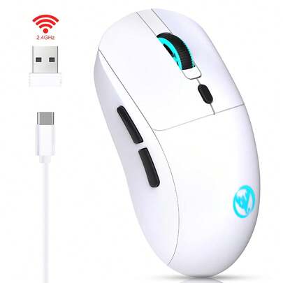 1pc New USB Wireless Mouse With RGB Colorful Lighting, 2.4G Wireless Optical Mouse, Rechargeable Plug And Play, Suitable For Home And Office Use
