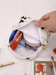 1/2 piezas Bolsa de maquillaje cuadrada de pana, para mujer y hombre, bolsa de aseo plana, organizador de maquillaje, bolsa de cosméticos de viaje