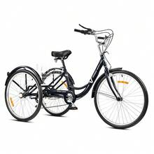 Viribus 24"/26" 7-Speed Adult Trike Tricycle 3-Wheel Bike W/Basket For Shopping - 黑色 - 查看 1