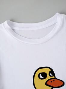 Duck Song Got Grapes Iced Lemonade Funny Memes Women's Round Neck Oversized Short Sleeve T-Shirt - White - View 5