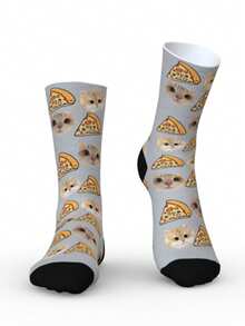 1 Pair Of Custom Couple Socks, Personalized Novelty Socks With Your Own Pictures Of Handsome Man Or Beautiful Woman, Cute Animals, Dogs And Kittens. Fun Couple Stockings, Great Gifts, Valentine's Day, Birthdays And Other Occasions Dogs, Dogs - Grey - View 2