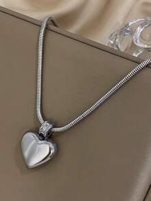 1pc Hollow Heart Pendant Necklace, Women's Stainless Steel Chain Necklace, Daily & Party Jewelry Gift, Mother's Day Summer Style - Multicolor - View 8