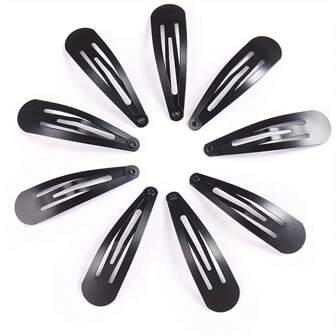 40 piezas Pinzas para el cabello de estilo simple en negro, diseño de gota de agua, pinzas deslizantes para peinar el flequillo y recortar el cabello