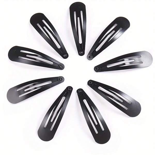 40 piezas Pinzas para el cabello de estilo simple en negro, diseño de gota de agua, pinzas deslizantes para peinar el flequillo y recortar el cabello