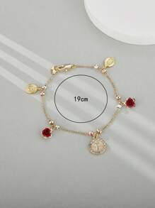 1 Peça Pulseira de Contas de Rosa em Estilo Boêmio de Férias - Pulseira Charmosa e da Moda, Presente de Joias Diárias para Mulheres, Joias de Verão para Mãe, Esposa, Amante, Melhor Amiga