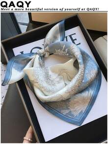 1pc Elegant Floral Print Scarf, Breathable Sunscreen, Multi-Use, 27.5inch, Suitable For Daily Wear, Outing, Travel, Photography, Leisure, Party, Gift, Fashion Accessory, Spring/Summer