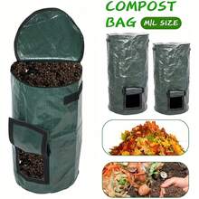 1pc Outdoor Compost Box, Reusable Garbage Bag, Self-Made Nutrient Soil Compost Bag, Kitchen Waste Collection Bag, Two-Way Zipper With Fertilizer Port - Green - View 6